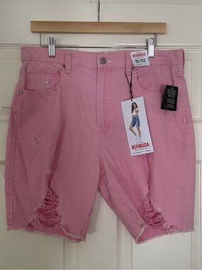🩷 Celebrity Pink Hi-Rise Bermuda Relaxed Fit Shorts in Bubblegum Pink 🩷